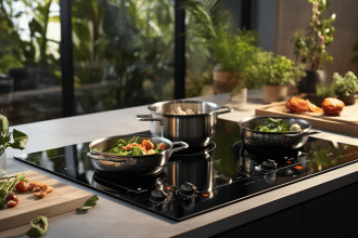 Comparaison entre plaque induction et vitrocéramique dans une cuisine moderne