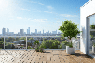Garde-corps en verre sur un balcon avec vue panoramique