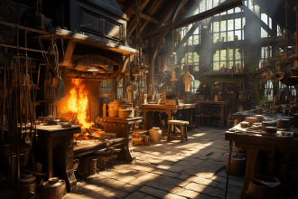 Forge maison avec outils et matériaux pour débutants