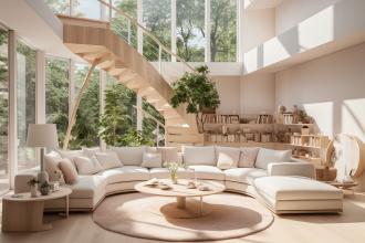 escalier colimaçon moderne dans un intérieur élégant et lumineux