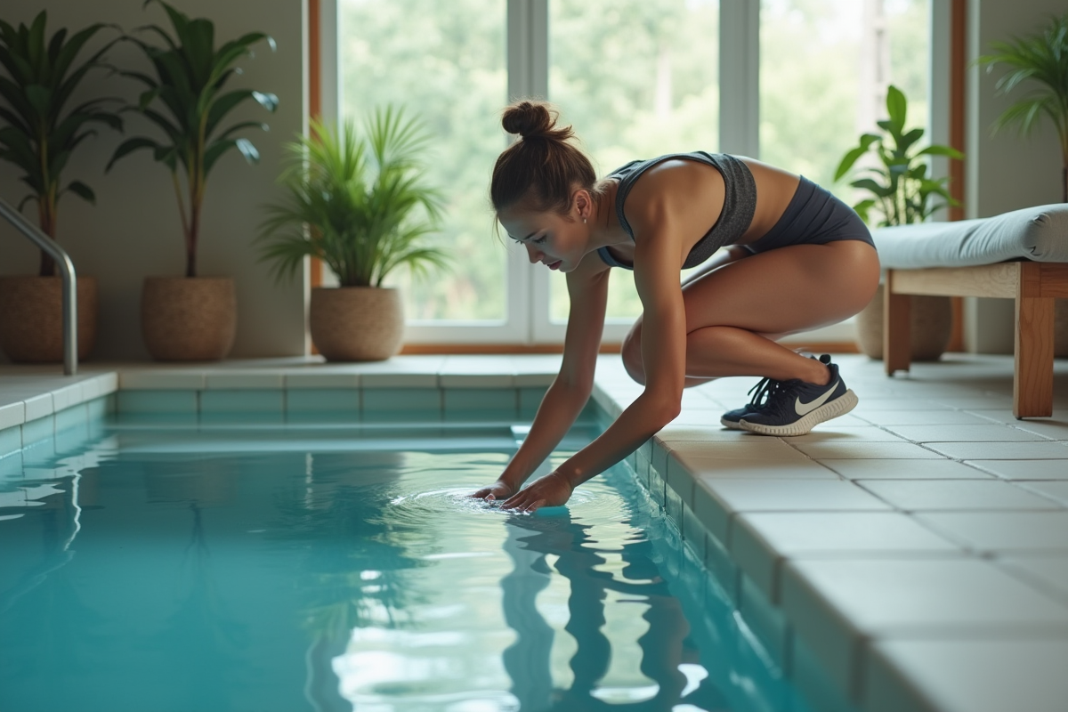 Jeune femme vérifiant le sol d