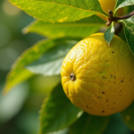 Zoom sur feuilles de citronnier jaunies et tachées
