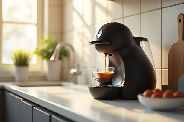 Machine Senseo moderne sur un plan de travail lumineux