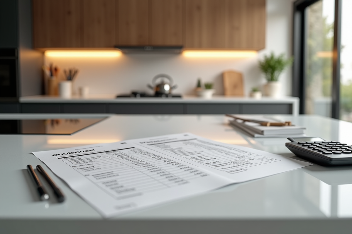 Plan de budget et câblage sur un plan de cuisine rénovée