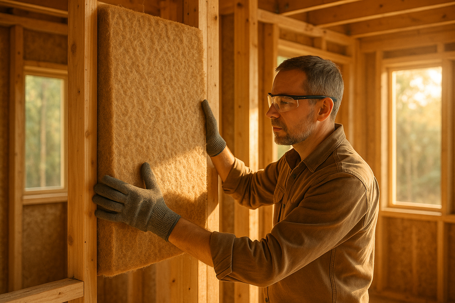 Artisan posant des panneaux d